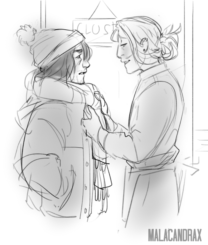 malacandrax: Angst, and cafe AU sketches   Cafe au sketches: 1- Aizawa shows up without
