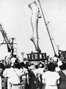 back-then:  Nylon stockings sold to the public