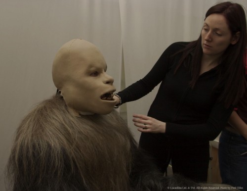 AAAARHGHHHHAAAHHHHG! Neat look at the under mask used for a Wookie. #MonstersuitMonday Work by Igor 