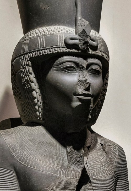 amntenofre:greywacke statue (most likely a cult statue) of King Ramses III wearing a short wig (topp