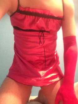 tamaracd:  The sissy pink satin slip I am