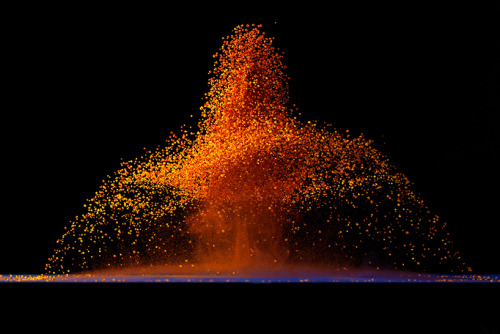  Dancing Colors (by Fabian Oefner) The sculptures that you see on the images exist only for a fraction of a second, which consists of normal salt, colored with pigments. The salt is placed on a thin foil of plastic which is wrapped on top of a speaker,