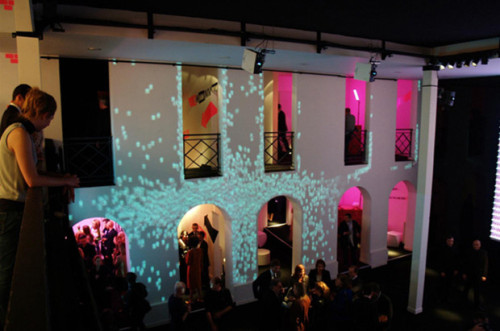 Bouncing light based on swarming algorithms found in nature in this Paris, France project: http