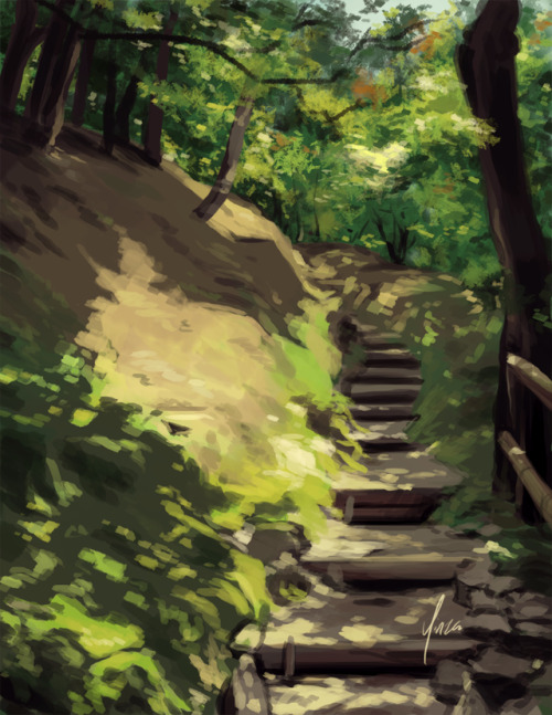 Painting practice based off a photo I took at Ginkakuji.