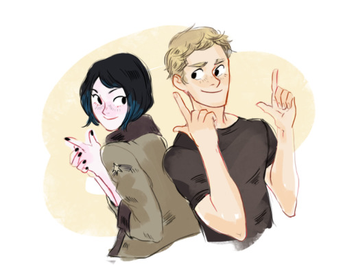 elvishness:mrs and mr mori-becket (or mako and raleigh acting like overgrown children)