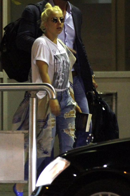 gagasgallery: Gaga arrives at the airport in Nice, France. 7.5.15