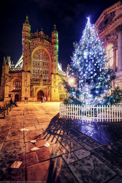 xmas-in-kanata:  Bath Abbey, Christmas Tree, Roman Baths, Somerset, England by Fragga