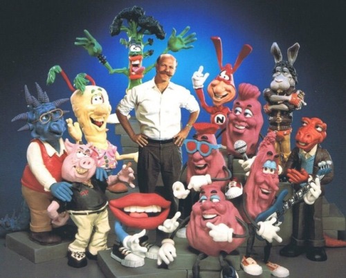 talesfromweirdland:  talesfromweirdland:   Will Vinton and some of his stop motion characters. The Moonwalker (1988) stuff was pretty cool. I remember that well. The California Raisins though (last image), I found them a little eerie. In fact, most of