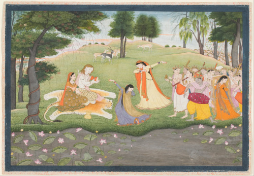 The Gods Sing and Dance for Shiva and Parvati; attributed to Khushala, India, c. 1780-90