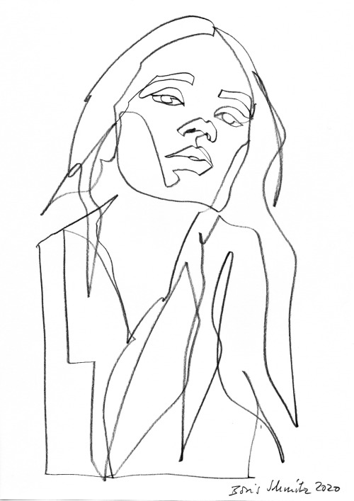 “gaze 730”, continuous line drawing by Boris SchmitzInstagram: @ borisschmitz