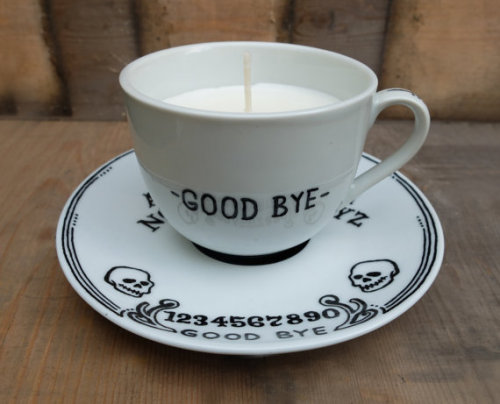 snootyfoxfashion: Ouija Board Tea Cup Candle from LadyGloom