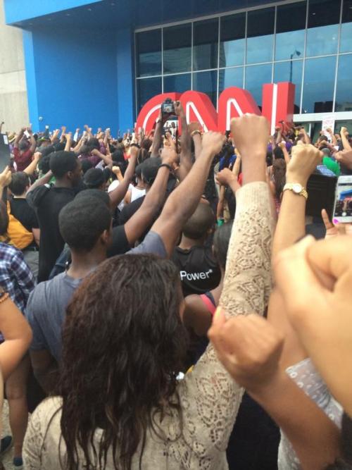 thesoftghetto: Protesters upset about the smearing of Mike Brown converged at CNN headquarters.