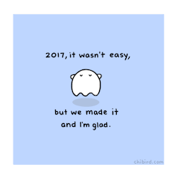 chibird:    Starting up the 2018 motivation with some 2017 -&gt; 2018 ghosties! Bless your friends with some good vibes~ 💖✨    Webtoon | Patreon | Instagram   