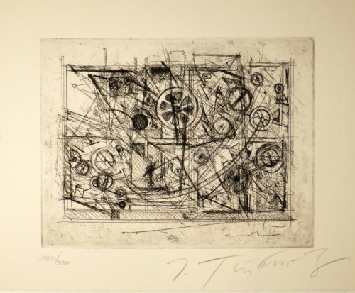 Jean Tinguely, Metaharmonie III, 1981. And Tinguely in his studio, 1980s. Zähringer Zürich &amp; His