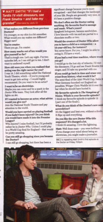 doctorwhoscans:Radio Times - A young fan interviews Matt Smith, July 2010