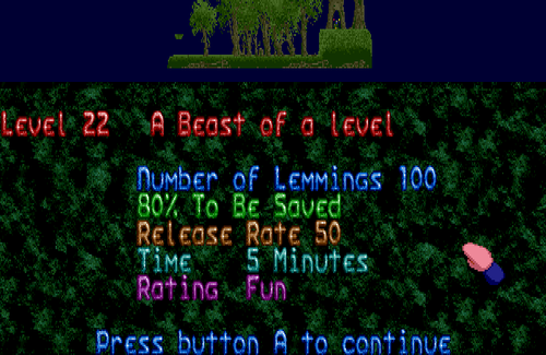 Lemmings Diary — Fun Level 22 - A Beast of a level