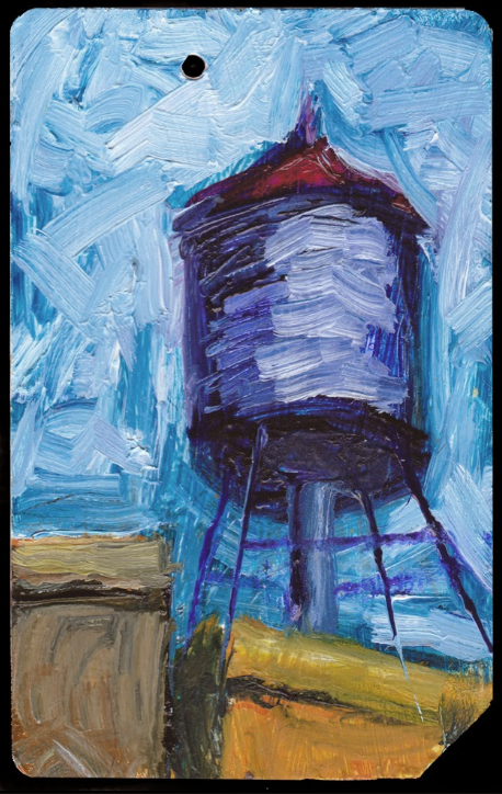  Metro Card Water Tower No. 282.5&quot; x 3&quot; oil on Metro Card SOLD Other Metro Ca