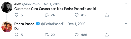 pajamasecrets:Pedro Pascal responding to his indirects on twitter: a sagabonus: