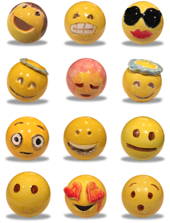    by Laura Owens. The artist based the set of 50 emojis on a series of hand-carved,