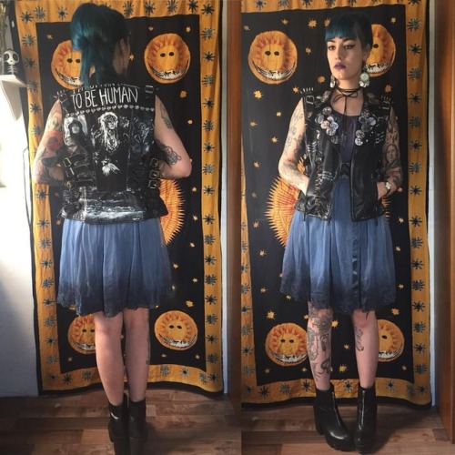 thegothicalice:A simple outfit to run two errands in Nightgown thrifted and dyed, vest thrifted and 