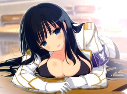 yaegashi nan senran kagura bikini top cleavage