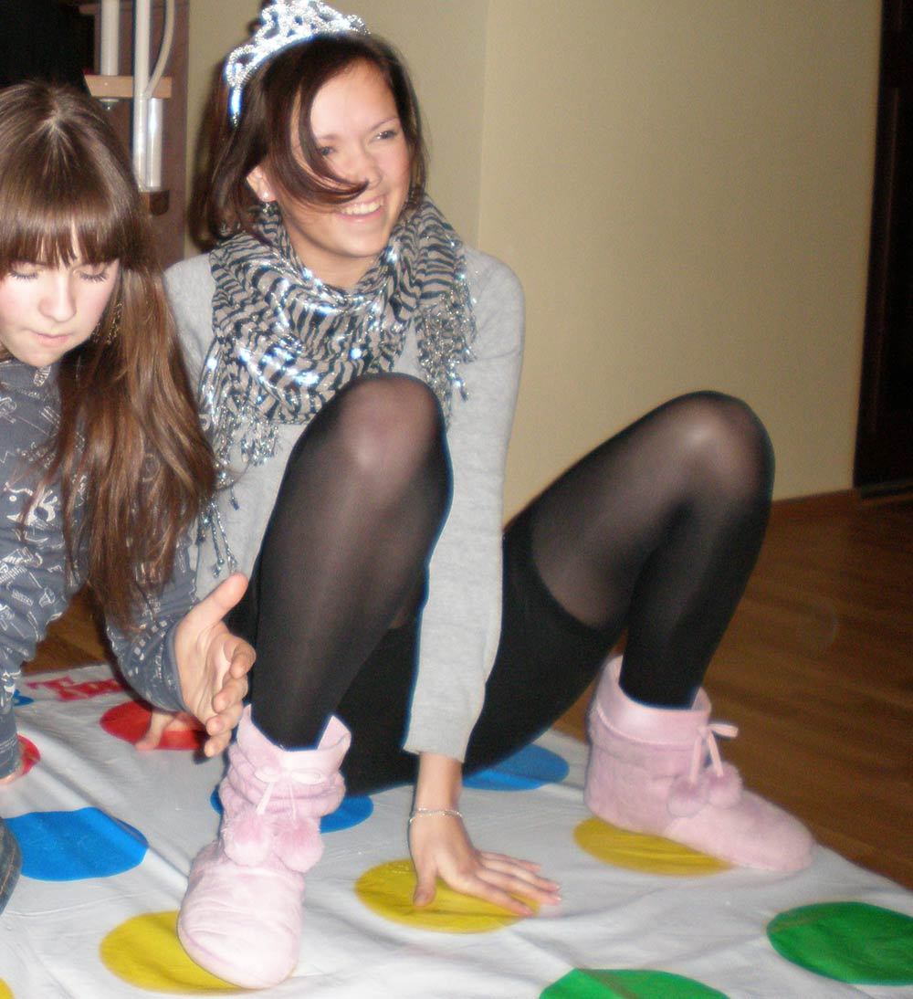 tightsobsession:  Playing twister in tights. Tights week starts November 3rd! 