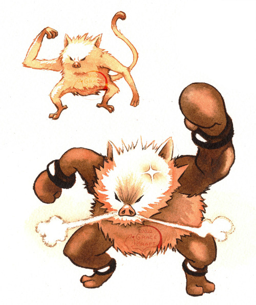 gracekraft:Mankey and Primeape for the Johtodex!Mankey