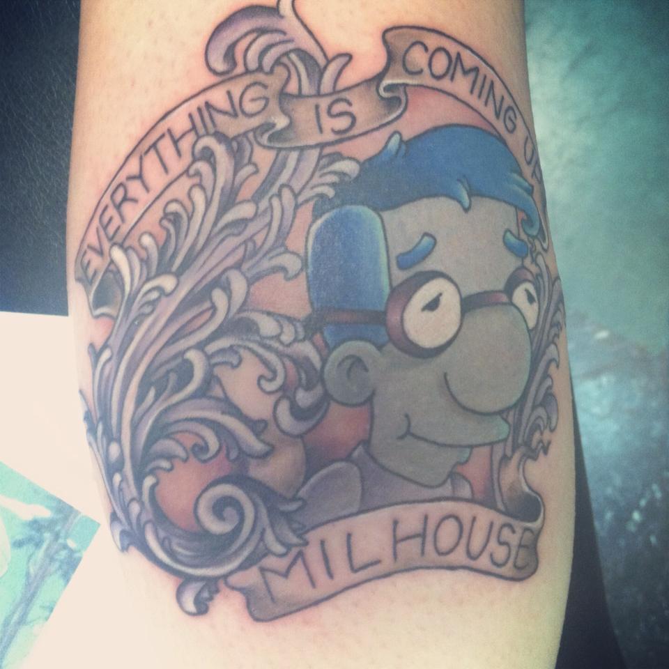 fuckyeahtattoos:  “Everything is coming up Milhouse” by Jess Hobbs at Standard