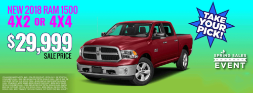  Knockout prices on the 2018 Ram 1500 pickup during the Spring Sales Event! Over $12K off MSRP! 