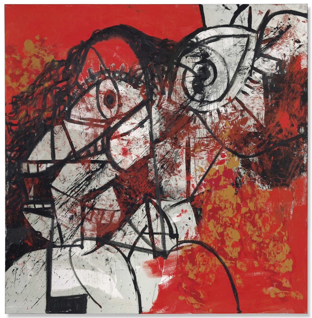 thunderstruck9:George Condo (American, b. 1957), Red and Black Diagonal Portrait,