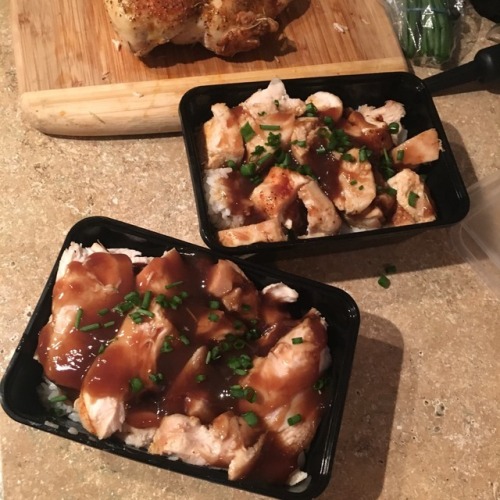 theproblematicblogger:Check out this meal prep I did. Teriyaki chicken. Ones for eating and the othe