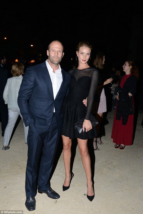 Rosie Huntington-Whiteley and Jason Statham attended the Azzedine Alaia fashion show in Paris