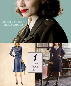 a-lion-heartedgirl:  Favorite character meme   → 4 outfits   ↳ The Wardrobe of Peggy Carter (insp)
