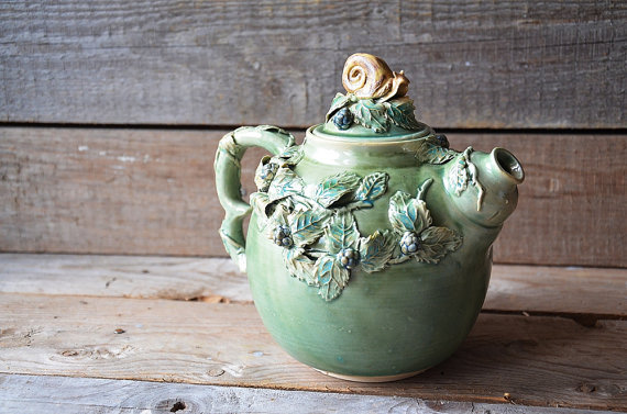 lesstalkmoreillustration:  Handmade Floral Stoneware Teapots By lofficina On Etsy