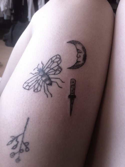 a moon and dagger, just freshly done (by me)! (ft. the bee i submitted about a week ago)Another awes