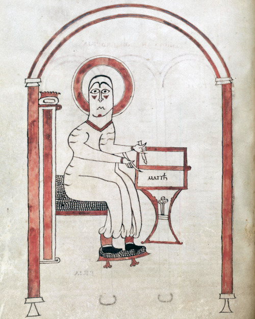 discardingimages:St. Matthew writing his GospelGospels, Britanny 9th-10th centuryBodleian Library, M