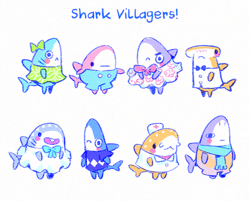 fabula-ultima:  One of my biggest desires is to have Shark Villagers in Animal Crossing!But since no one recognizes the cuteness of sharks, I decided to create my own villagers!