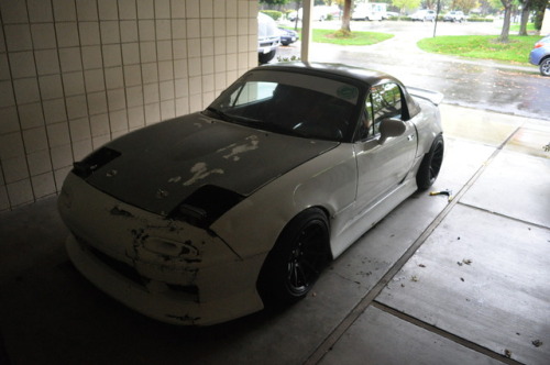 Update:  Miata still beat up, but lookin a wee bit better.  Upgraded to 15′s since rocking 14′s for 