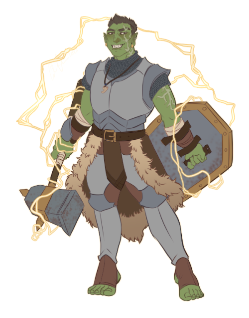 catbatart: Commission for @batdad of their Tempest Cleric orc! 