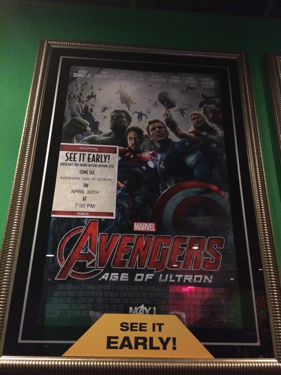 invincibleironavenger:  This is the poster for avengers at the movie theater….
