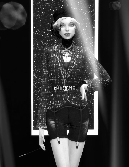 CHANEL PHOTOSHOOT Beret @s-club-tbrJacket @waekeyPant https://www.thesimsresource.com/artists/Harmon