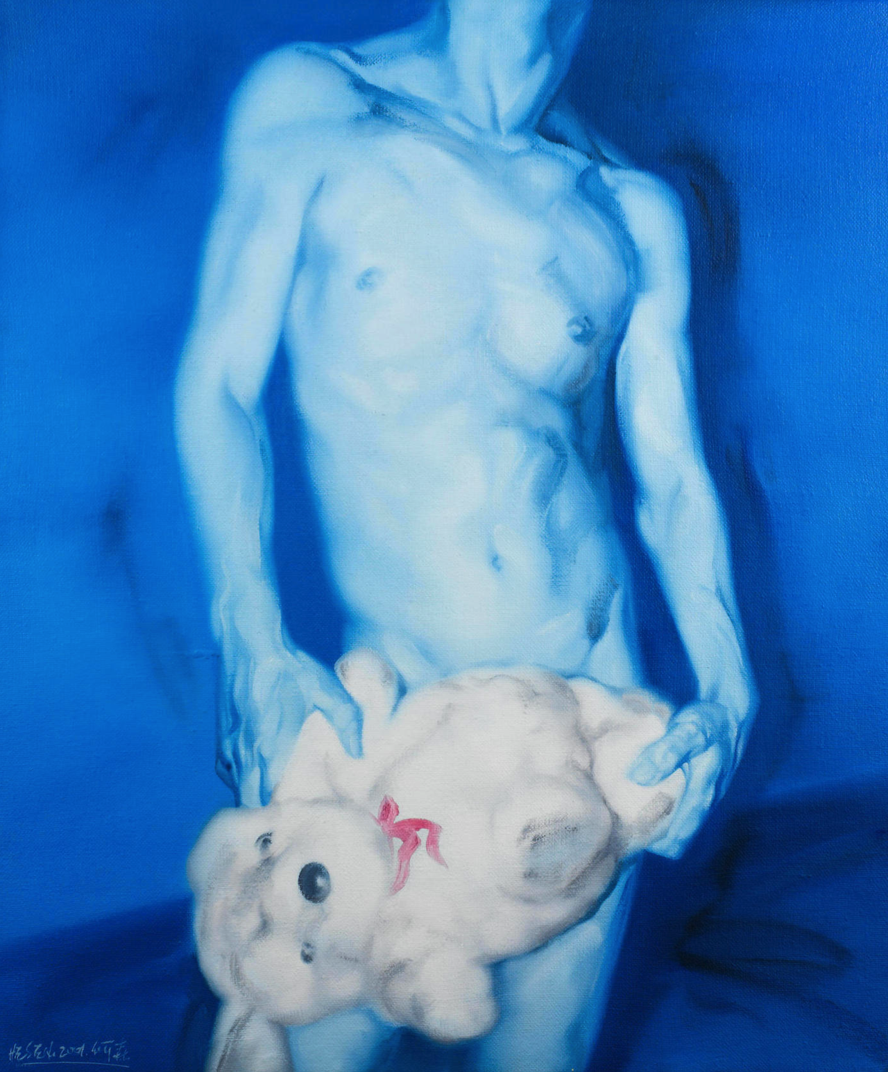 thunderstruck9:He Sen (Chinese, b. 1968), Holding His Toy, 2001. Oil on canvas, 50