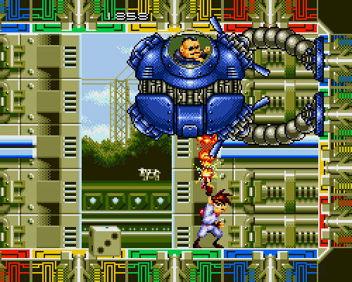the cow watches from a distance -
Gunstar Heroes (Treasure - Genesis - 1993)