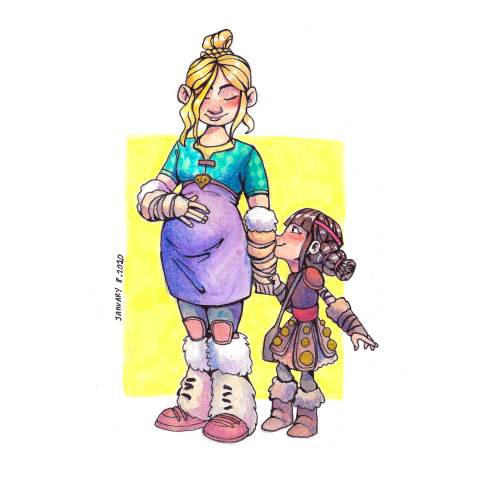 funkytoesart:Astrid, Zephyr (and baby #3) scanned from my sketchbook :D