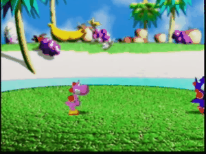 memoriesofachicken:  Blue Yoshi knows how to make an entrance. 