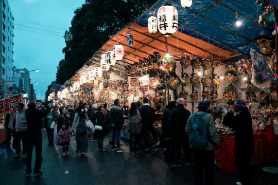 軒が連なる大通り 2016年、金刀比羅大鷲神社の酉の市。 金刀比羅大鷲神社の周辺にはあまり熊手屋さんがなかった。こんなもんかと大通り公園の方へ行くと、たくさんの熊手屋さんが軒を連ねていた。やはり、このような活気がある方がいい。