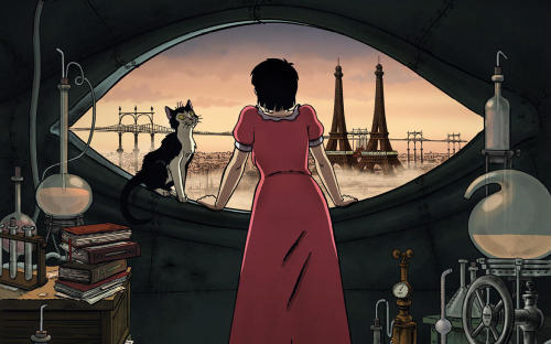 rufftoon:  ca-tsuka:  1st pictures of french animated feature film “Avril et le Monde Truqué” (The Rigged World) created by comic-book artist Jacques Tardi with Je Suis Bien Content studio (Persepolis). Directed by Christian Desmares & Franck