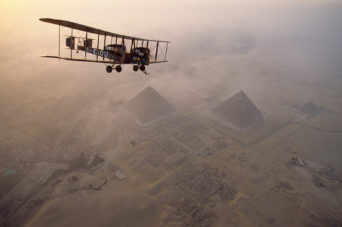la-femme-terrible: In the light of early morning, the Vimy circles the pyramids at Giza. JAMES L. ST