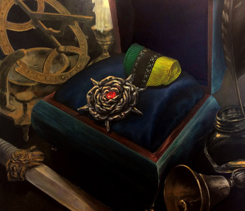 Medal.Mixed media on paper.A medal sitting on an officer’s table. Really wish now I had gone for a r