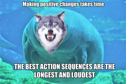 foulmouthedliberty:  replicaaa:  cowscratch:  daveyoufool:  Neither Courage Wolf nor Calming Manatee were doing much to help my anxiety, but I knew they were both on to something. So, I created Calmage Wolfatee.  I need to put these up on my wall… 